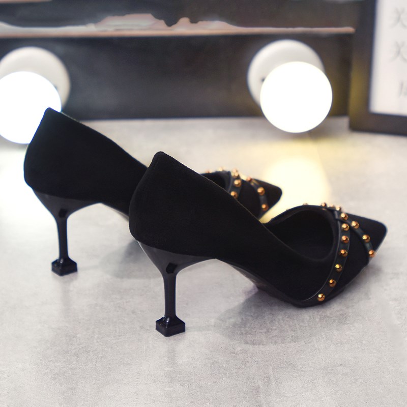 网红高跟鞋女2025春季新款韩版百搭法式少女细跟单鞋31 32 33小码