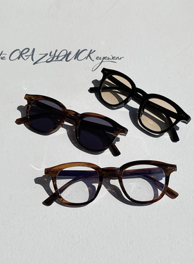 韩版黑色小框墨镜男铆钉椭圆方框复古街拍偏光太阳眼镜女开车潮流