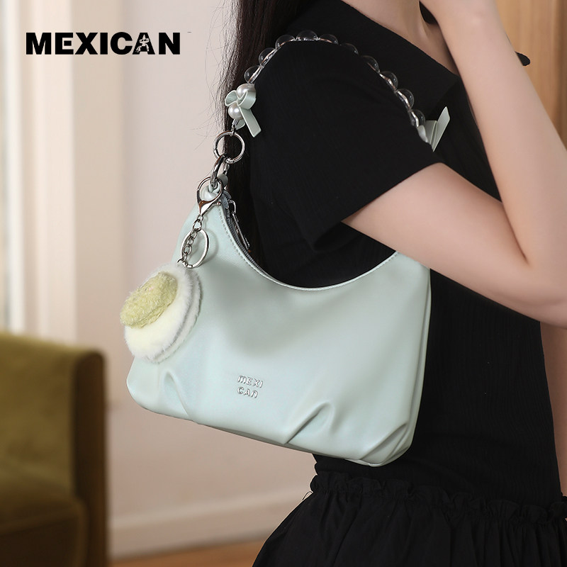 稻草人秋冬新款串珠腋下包女百搭可爱斜挎包小众通勤云朵包女包