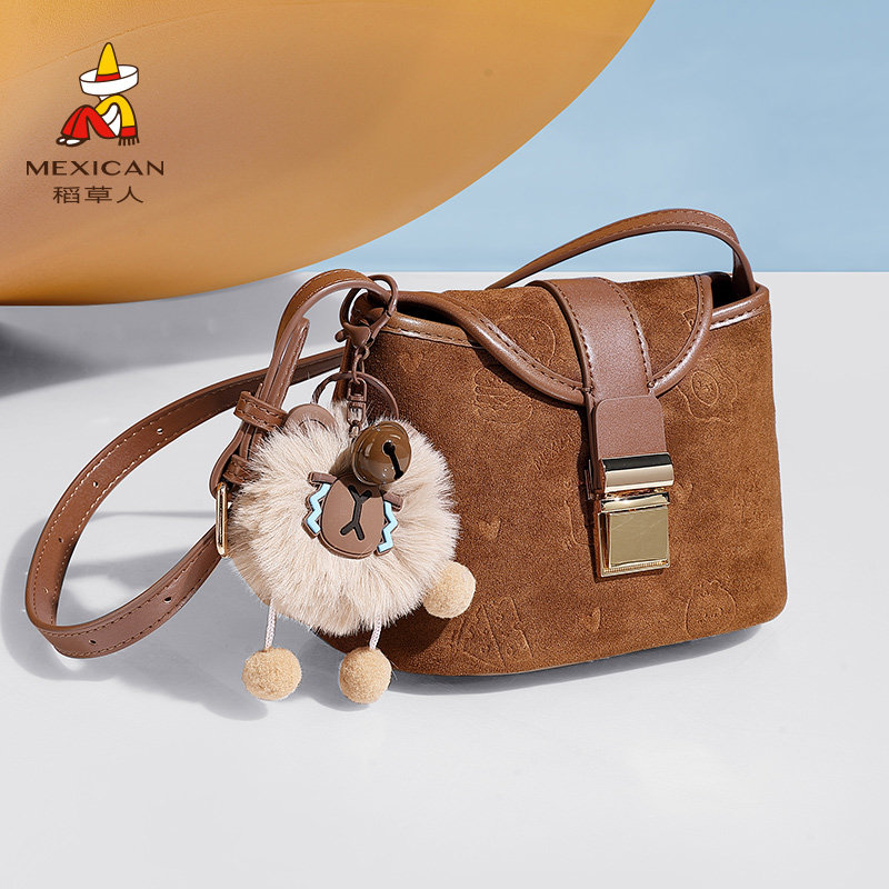 稻草人包包女新款斜挎包秋冬百搭美拉德盒子包小众上班通勤包女包