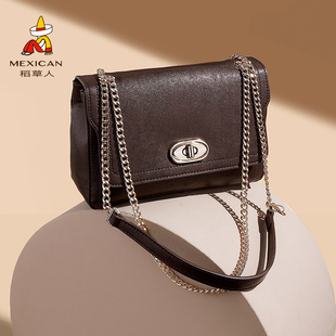 稻草人链条小方包新款 质感美拉德斜挎包秋冬百搭女包 包包女时尚