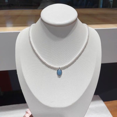 柏拉斐丽925银珍珠海蓝宝蜜蜡锁骨链精美高级感仙女气质项链礼物