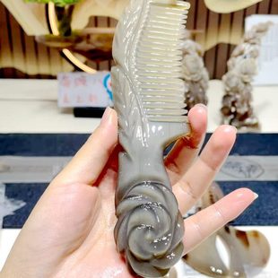 真正白水牛角梳子防静电头部经络梳细齿头疗梳子女家用长发按摩梳