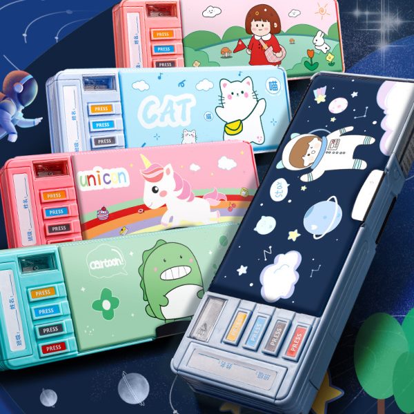 小学生多功能文具盒男孩全自动儿童铅笔盒学生用创意网红笔袋男生