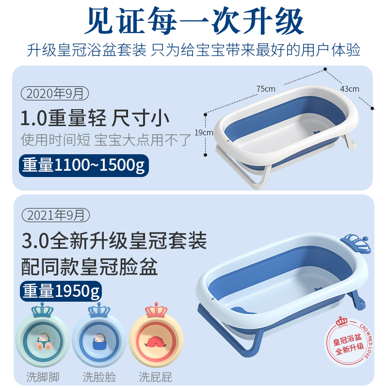 婴儿洗澡盆浴盆宝宝可折叠幼儿坐躺大号浴桶小孩家用新生儿童用品