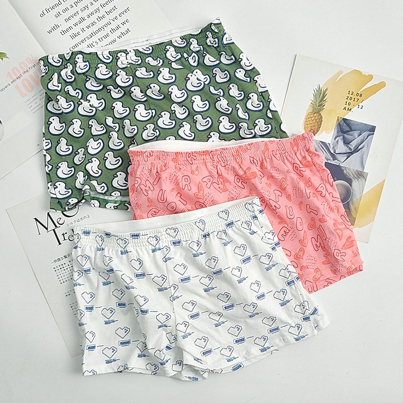 夏季宽松透气男士阿罗裤纯棉卡通内裤男潮青年平角裤休闲四角短裤
