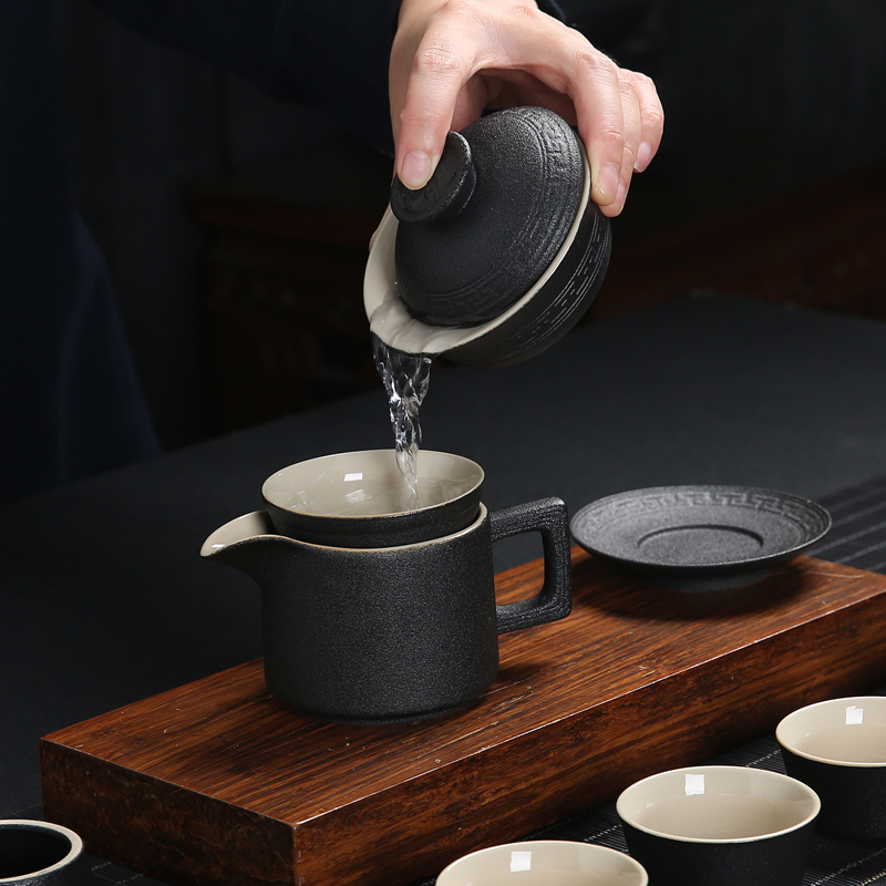 欣韵 黑陶粗陶茶漏茶滤组合瓷茶道泡茶过滤功夫茶具配件茶隔漏斗