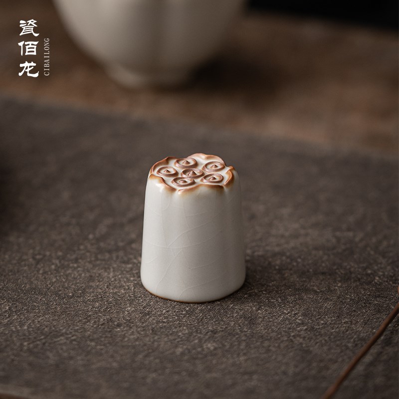 柏韵邱卫国汝窑陶瓷茶道零配盖置盖托手工复古冰裂釉开片家用