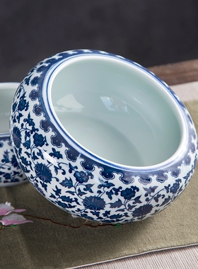 陶瓷花盆青花瓷笔洗金鱼缸乌龟睡莲缸碗莲盆水培植物客厅桌面摆件
