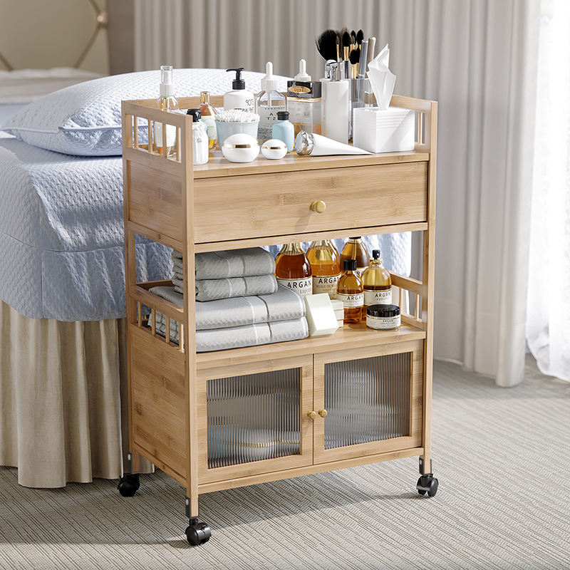 画车美术专用油画工具车多功能移动画具小推车三层实木制油画颜料