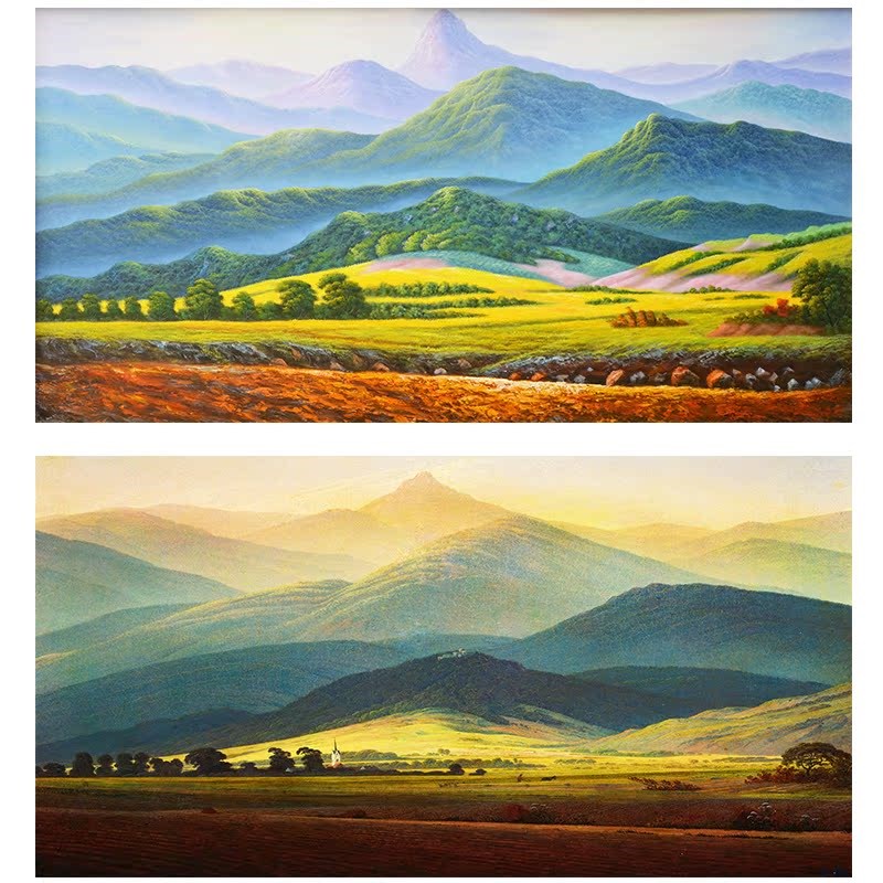 风景画巨人山布画墙画客厅餐厅酒店欧式画芯横版挂画自粘壁画喷绘图片