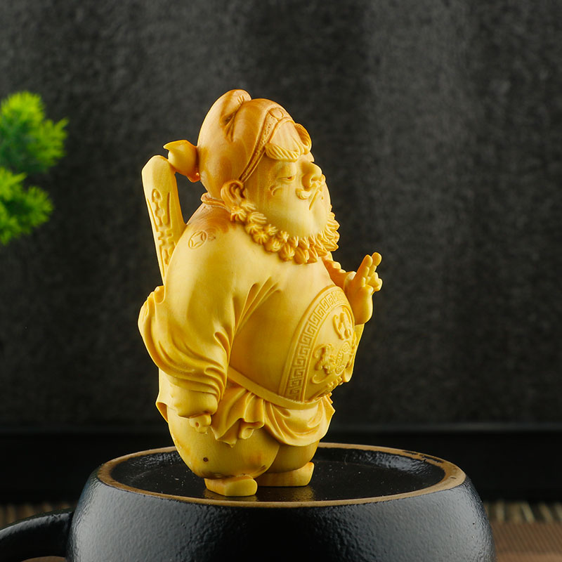 小叶黄杨木雕刻手把件文玩把玩件男士随身盘玩实木钟馗纳福小摆件