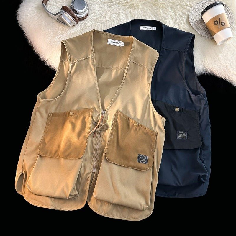 日系机能多口袋工装V领马甲男生秋季街头bf背心宽松无袖外套学生,男装,常规马甲,淘宝优惠券,粉丝福利购,淘宝优惠卷