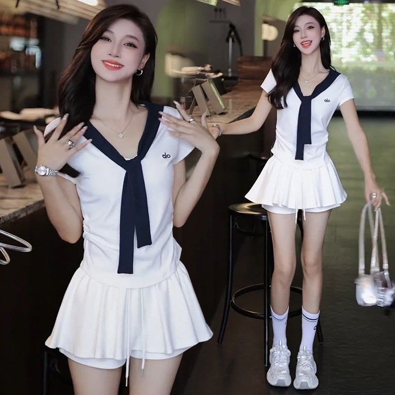 时尚休闲 披肩短袖T恤短裙裤两件套女夏季新款洋派减龄运动服,女装/女士精品,时尚套装,淘宝优惠券,粉丝福利购,淘宝优惠卷