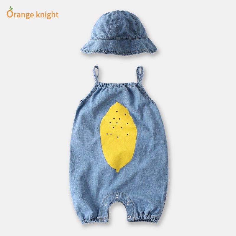 女宝宝牛仔连体衣婴儿纯棉洗水渔夫帽可爱衣服夏季吊带包屁爬爬服,童装/婴儿装/亲子装,连身衣/爬服/哈衣,淘宝优惠券,粉丝福利购,淘宝优惠卷