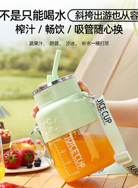 新款便携式吸管吨吨杯  大容量D果汁杯多功能家用果汁机榨汁杯
