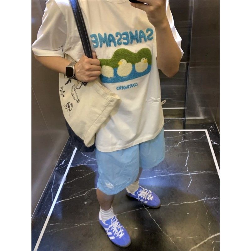 美式夏季新品多巴胺尼龙速干五分裤男女休闲印花百搭速干彩色短裤,男装,短裤,淘宝优惠券,粉丝福利购,淘宝优惠卷