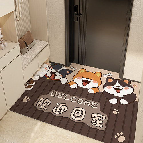 入户门地垫进门门口脚垫2024新款PVC可擦免洗可裁剪皮革防滑地毯