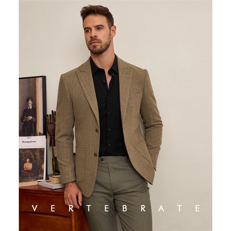 脊椎动物男装复古人字纹戗驳领西装英式秋冬薄羊毛呢休闲西服外套,男装,休闲西服,淘宝优惠券,粉丝福利购,淘宝优惠卷