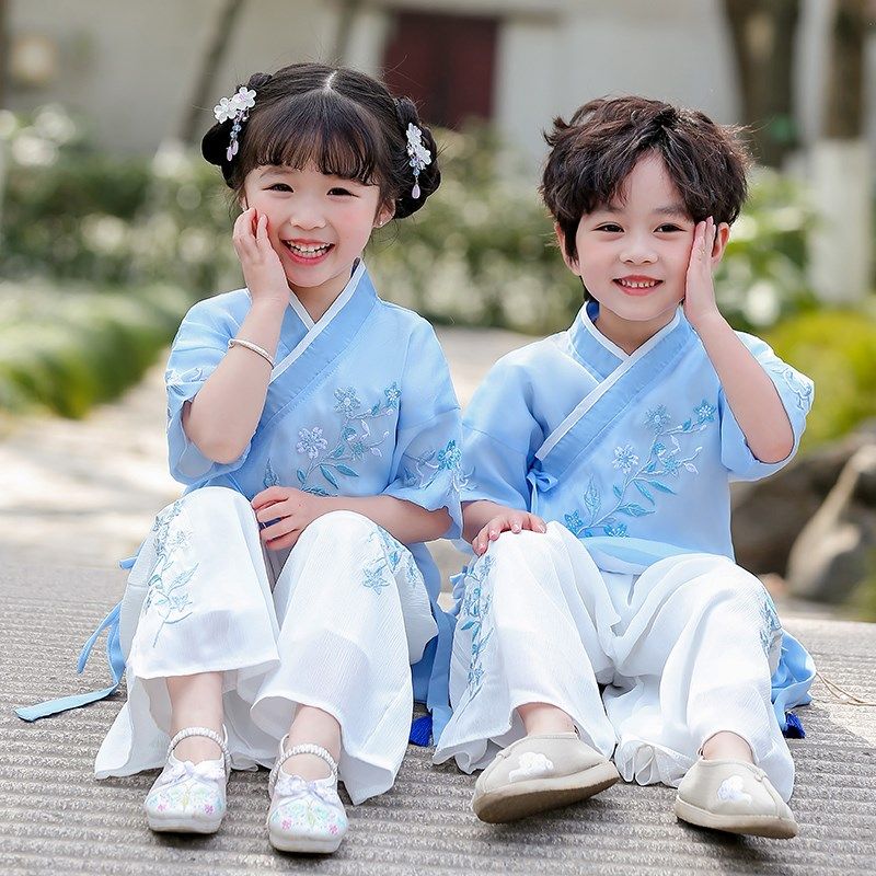 汉服女童夏装套装中国风儿童演出服宝宝短袖儿童表演小学生国学服,童装/婴儿装/亲子装,汉服,淘宝优惠券,粉丝福利购,淘宝优惠卷
