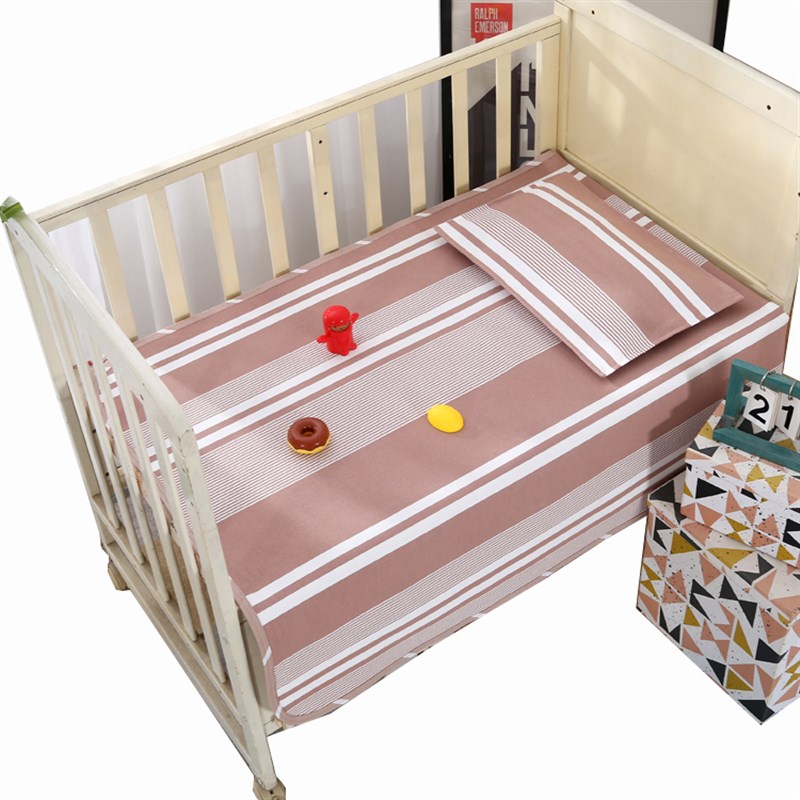 全棉老粗布婴儿床凉席两件套婴童宝宝透气吸汗幼儿园纯棉加厚床单