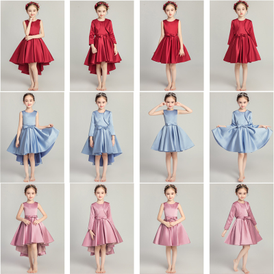 儿童公主裙女童晚礼服长袖小女孩花童主持人钢琴演出服结婚洋气秋