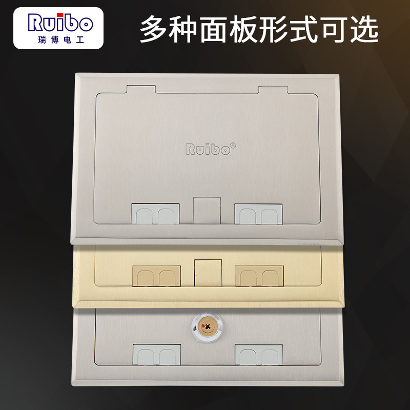 瑞博地插开启式200纯铜不锈钢侧插出线口家用防水隐形16aUSB网络