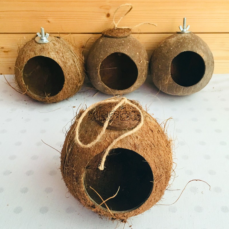 包邮牡丹虎皮珍珠文鸟窝椰壳鹦鹉窝大鸟巢椰子壳鸟窝 保暖防咬