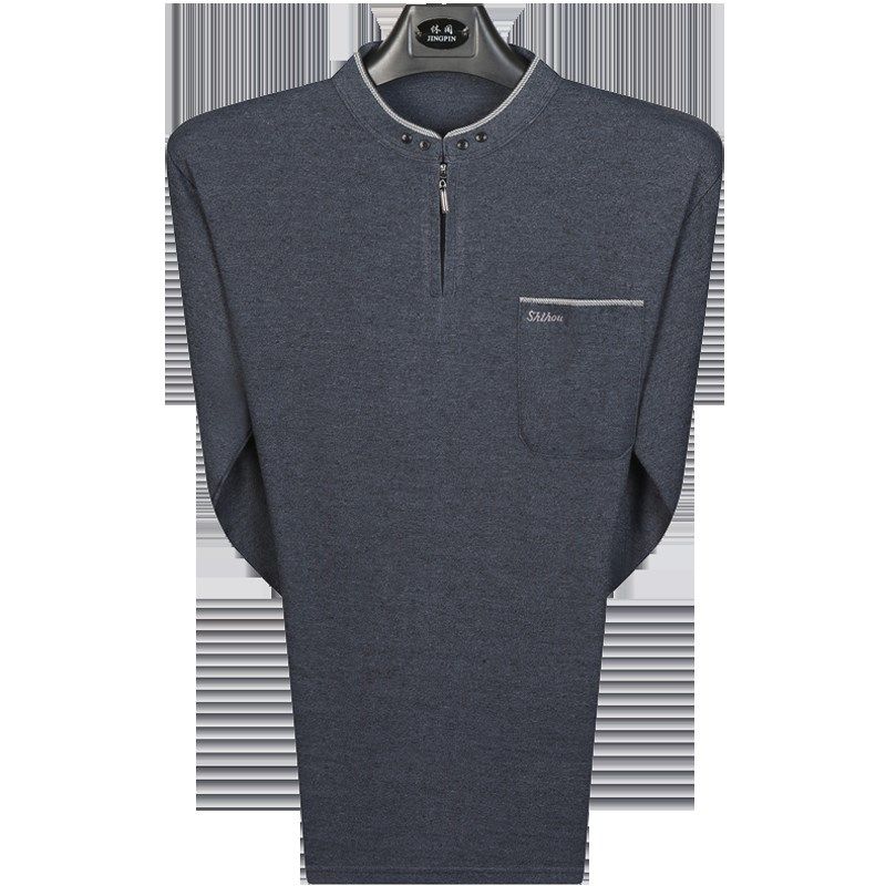 2021秋装中老年男士长袖t恤圆领中年人男装上衣服宽松爸爸装爷爷