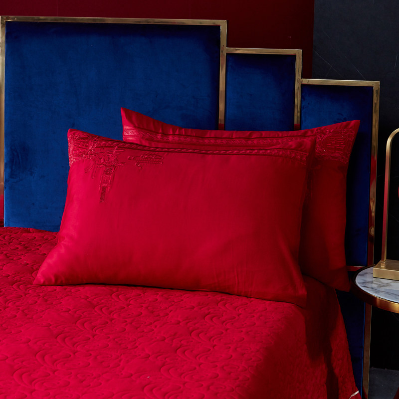 100支长绒棉加大靠枕套60*80CM大红婚庆靠垫抱枕结婚床品婚房配件