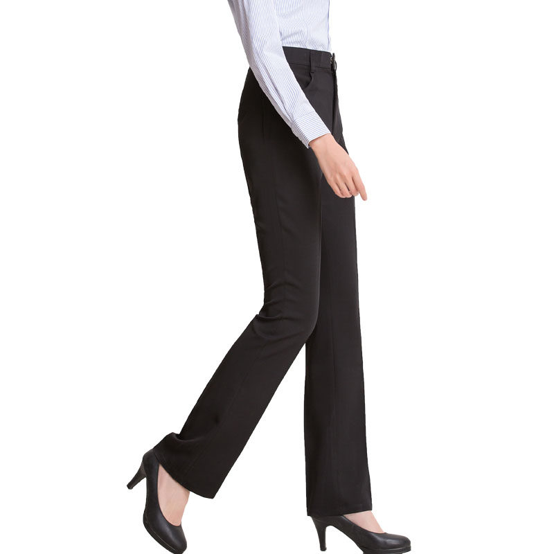 女装职业工装裤子正装裤修身弹力加绒加厚西裤大码黑色高腰工作裤