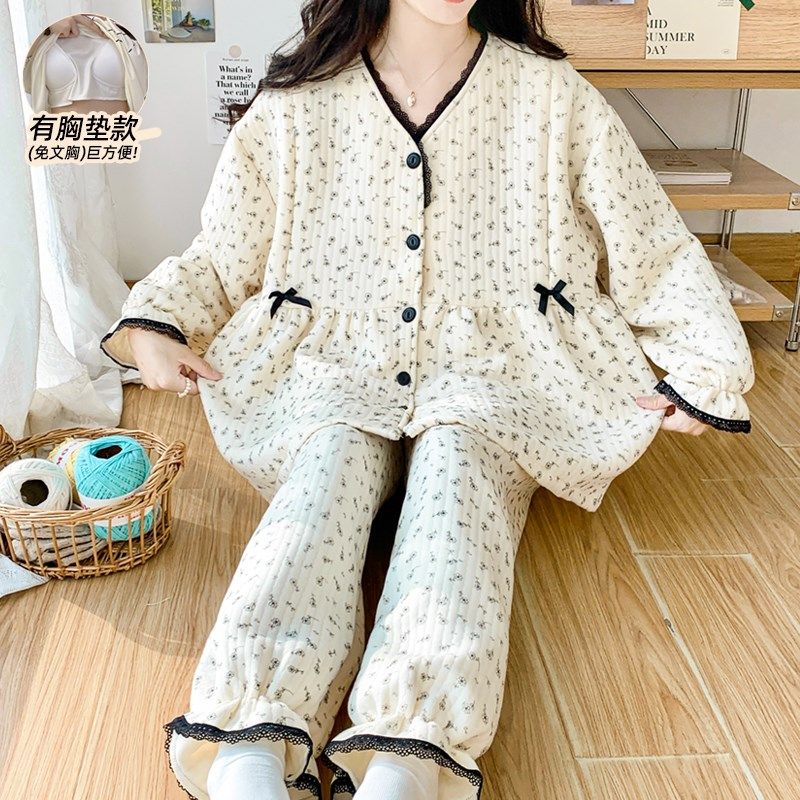 孕妇哺乳睡衣女秋冬带胸垫产后月子服空气棉纯棉保暖夹层长袖加厚,孕妇装/孕产妇用品/营养,家居服套装,淘宝优惠券,粉丝福利购,淘宝优惠卷