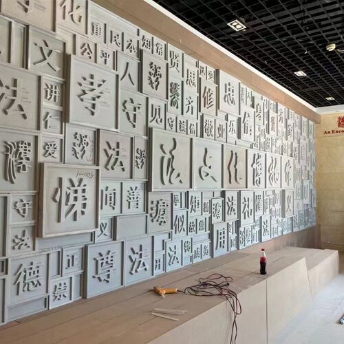 发泡陶瓷浮雕迎客松壁画定制大型外墙装I饰雕塑欧式中式背景墙砂