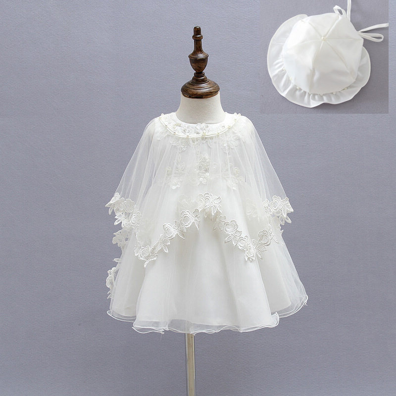 韩版女童洗礼服婴幼儿宝宝百天满月周岁摆酒礼服公主婚纱裙三件套