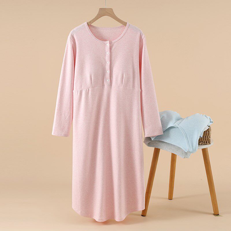 纯棉带胸垫哺乳裙睡衣女月子服春秋冬免文胸睡裙哺乳衣喂奶家居服,孕妇装/孕产妇用品/营养,家居裙,淘宝优惠券,粉丝福利购,淘宝优惠卷