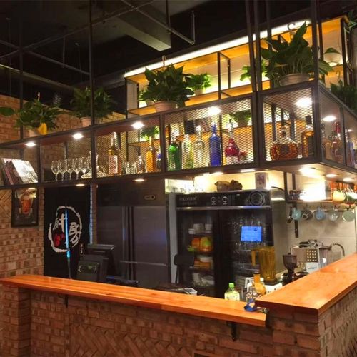 铁艺实木装饰壁挂酒架子置物架餐厅吧台酒柜吊柜酒吧吊架吊顶