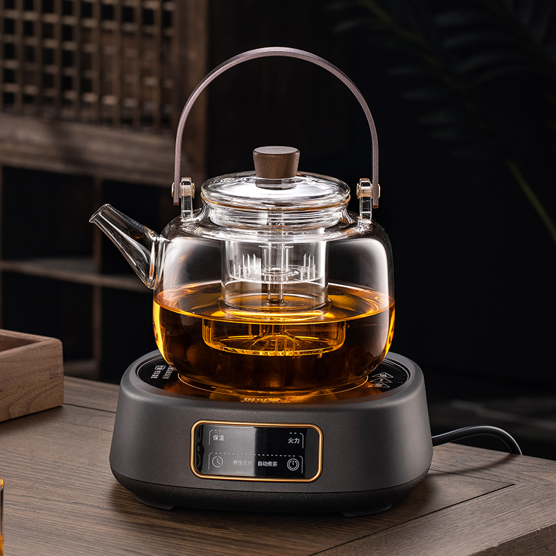 黑晶炉煮茶器蒸煮一体提梁茶壶耐高温玻璃泡茶家用茶具烧水壶套装