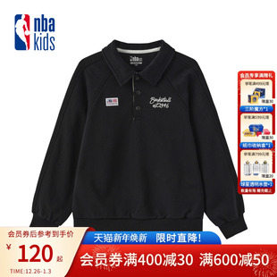 男女童休闲T恤长袖 新款 儿童翻领卫衣K244TS008P 冬季 nbakids童装