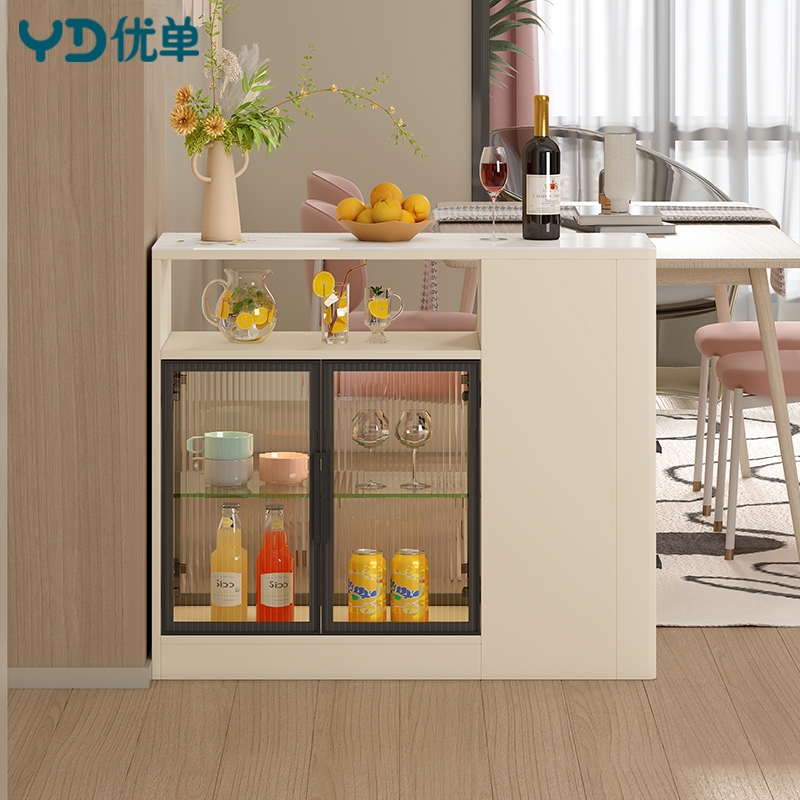 奶油风茶水隔断柜矮沙发旁边柜大容量客厅小户型间厅餐边小酒柜
