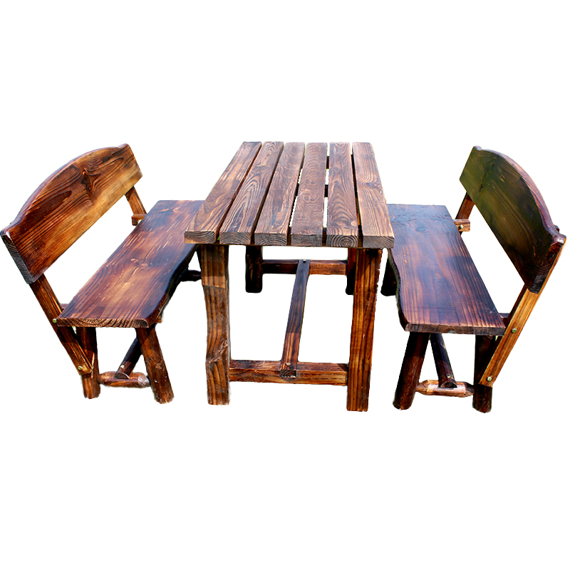 阳台桌椅三件套别墅户外庭院花园防腐木露天防雨院子入户复古天台