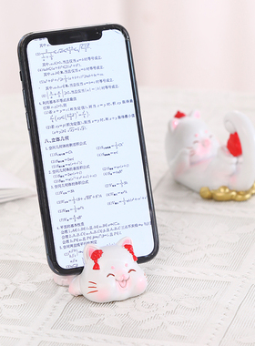 可爱招财猫咪手机架小摆件办公室工位桌面装饰品平板支撑架礼物