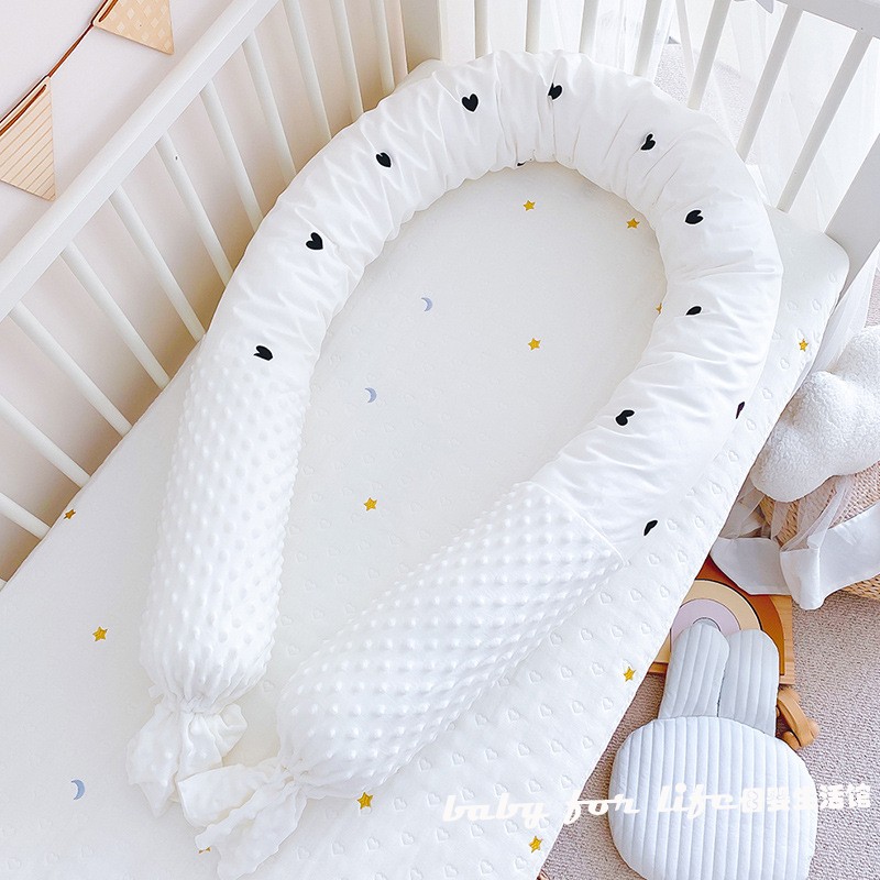 婴儿床床围纯棉防撞可拆洗长条圆围护栏宝宝床靠夹腿安抚圆柱抱枕