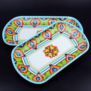 新疆风长方盘民族饭店烧烤盘菜盘家用大盘鸡椒麻鸡手抓饭炒面盘子