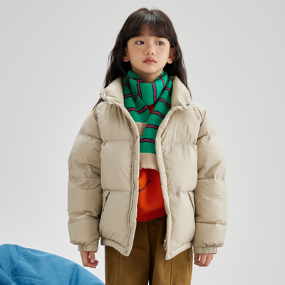 鹅小宝 2023冬季宽松加厚95白鹅绒儿童羽绒衣男款女童短款面包服