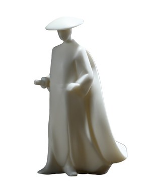 汉鸿 创意客厅摆件陶瓷人物新中式书房家居办公室桌面装饰摆设品