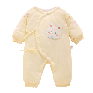 婴儿连身衣服秋冬款a类纯棉初生冬季0一6月3棉衣新生加厚棉服冬装
