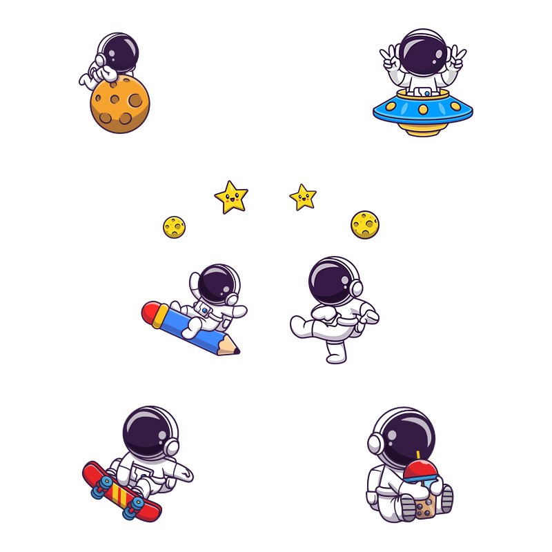 店铺餐厅阳台玻璃窗移门装饰贴纸自粘创意可爱卡通宇航员贴画墙贴