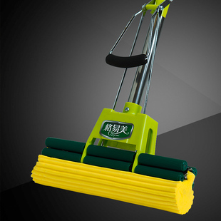 加强海绵拖把滚轮式 挤水大号胶棉拖把家用吸水拖把头拖布不锈钢