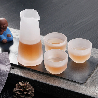 日式酒具蒙白清酒杯烧酒壶果酒杯梅子白酒杯小玻璃温酒器家用套装