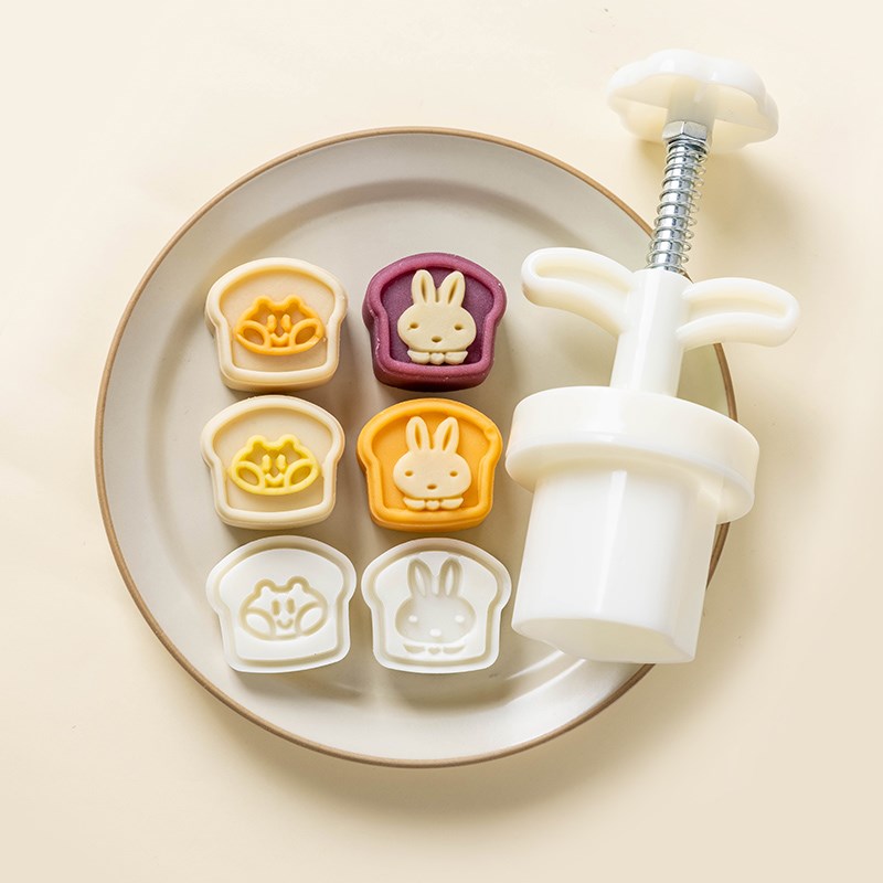 月饼模具2024新款手压式兔子模具家用绿豆糕点磨具冰皮压花工具